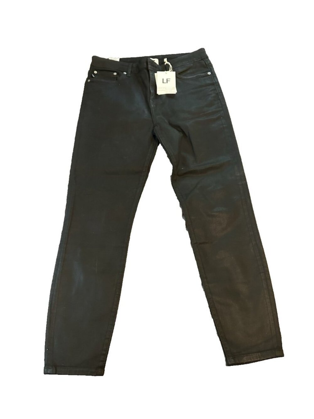 Lovers + Friends NWT Womens Black Coated Skinny‎ Jeans 30 High Rise Waxed Denim